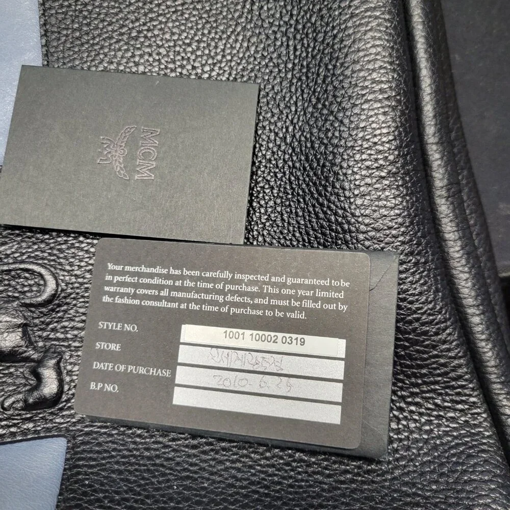MCM Black Leather Briefcase w/COA (Strap Not Included)